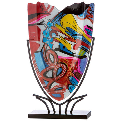 Glasart oval decorative vase "Street Art"