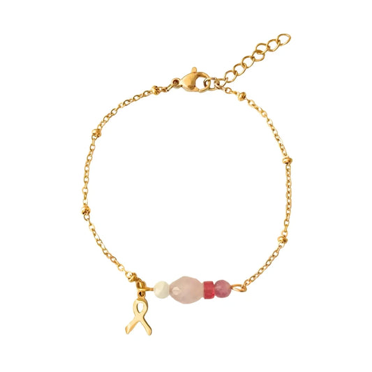 Gemstone Bracelet – Gold – For Pink Ribbon🎗️
