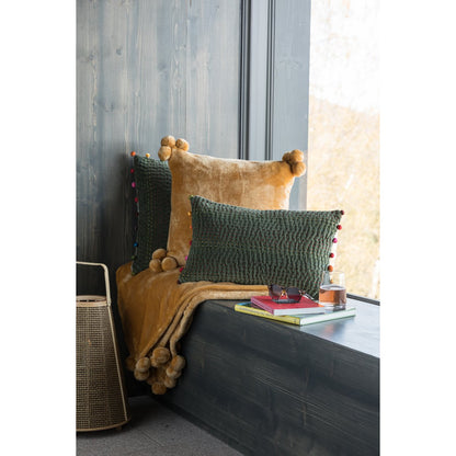 Tender Pompom Cushion Ocher 45 x 45