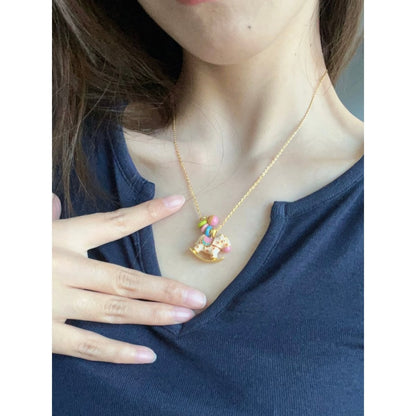 Enchanted Enamel Rocking Horse Charm Necklace