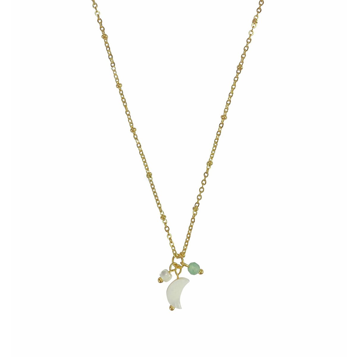 Necklace Shell Moon & Aventurine - Gold