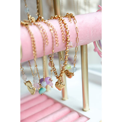 Strawberry & Gemstones Charm Bracelet - Gold