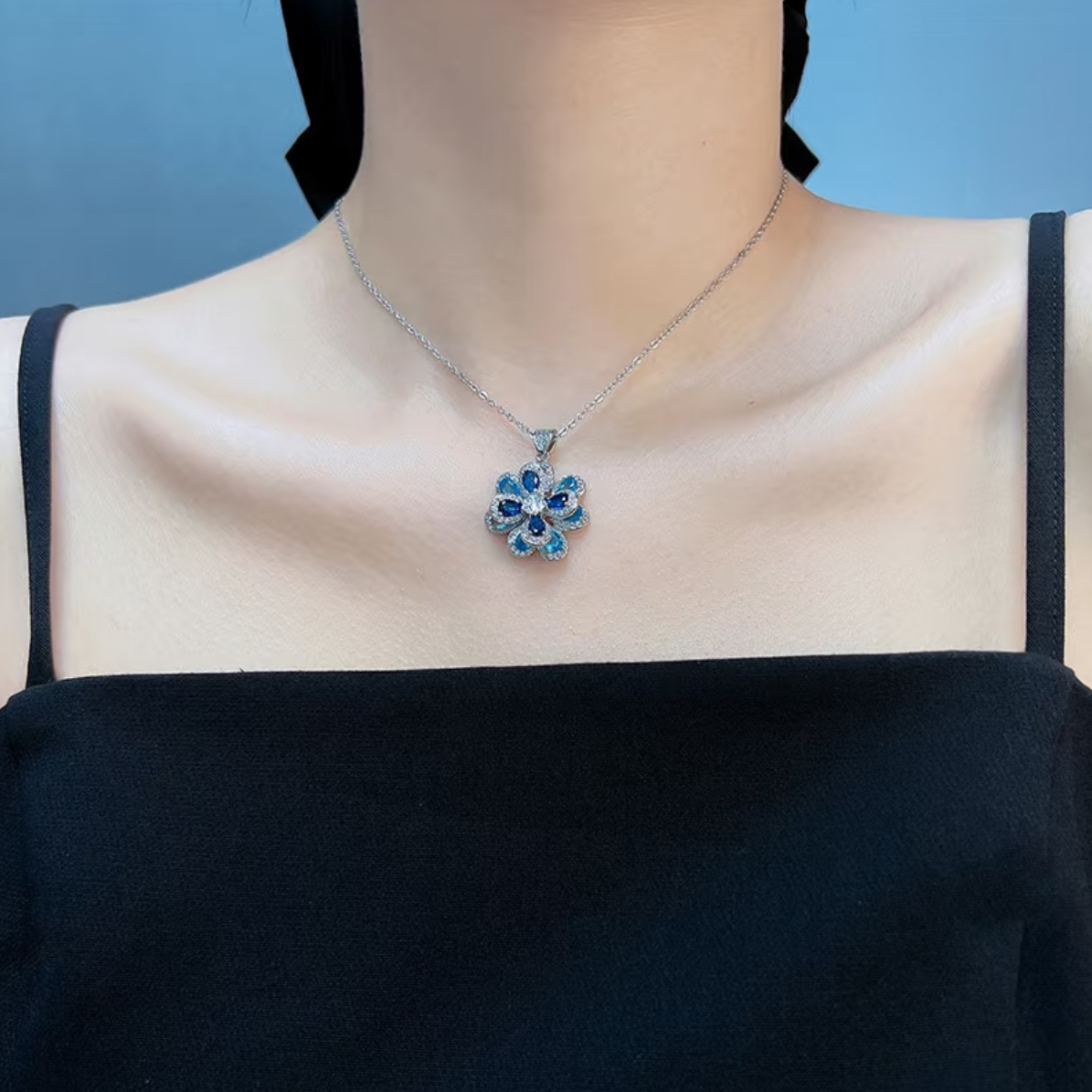 Azure Oil Painting Floral Jewelry Set
