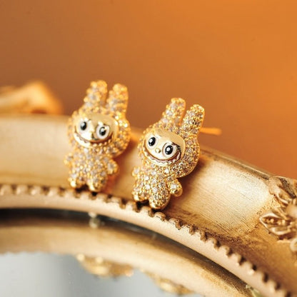 Sparkling Labubu Character Stud Earrings
