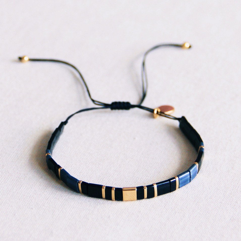 Tilabead bracelet black/gold plated