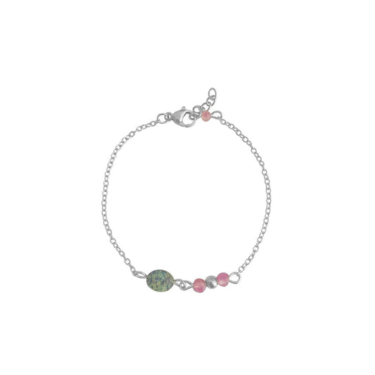 African Turquoise & Tourmaline Bracelet - Silver