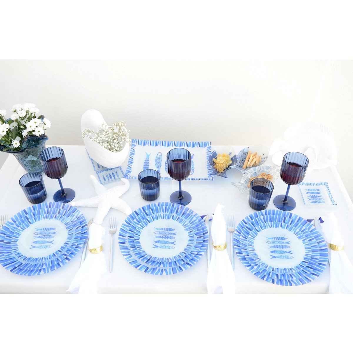 Acrylic blue water glasses - Lot of 6