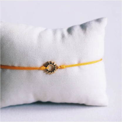 Satin bracelet with sun - yellow