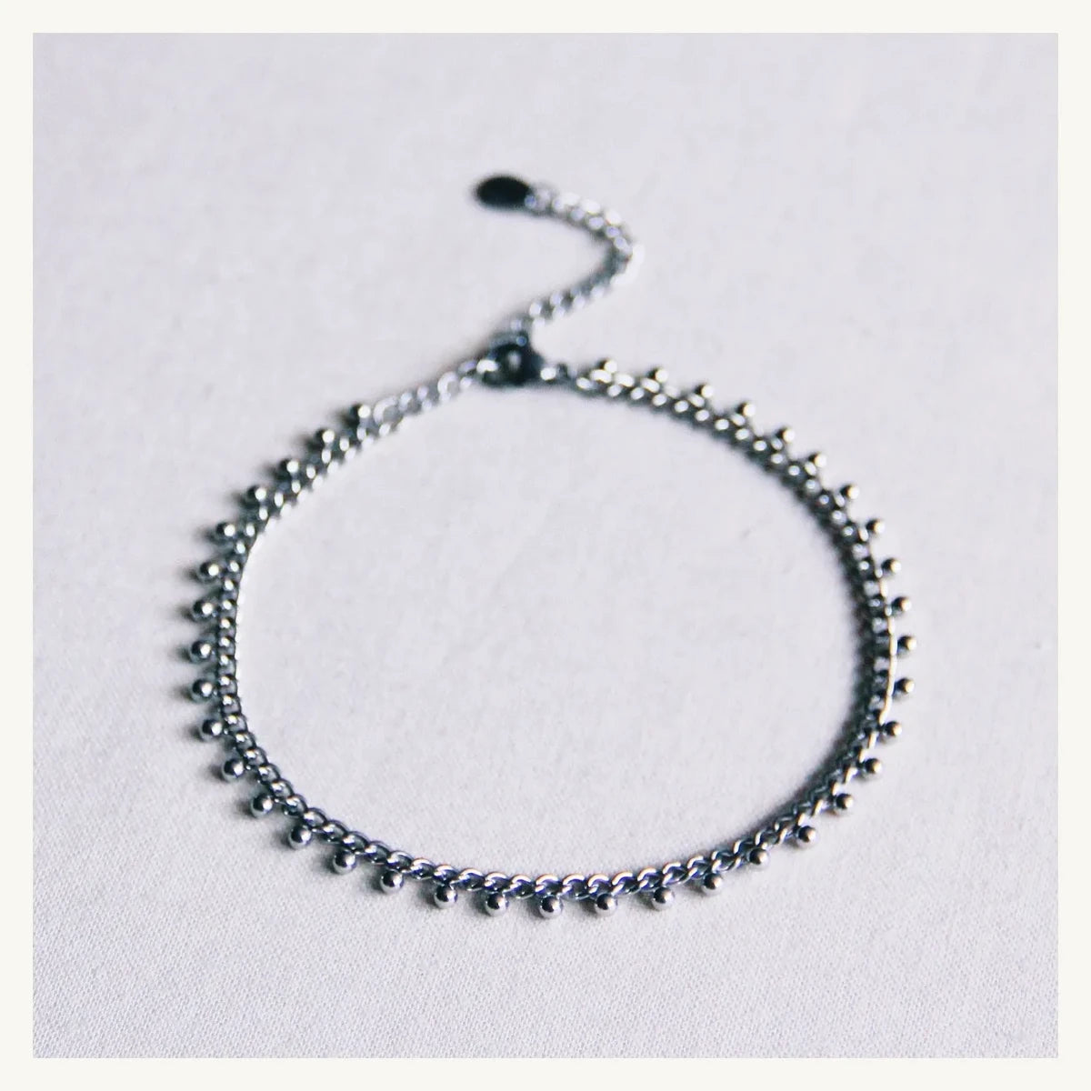 Chain anklet bracelet with balls - silver