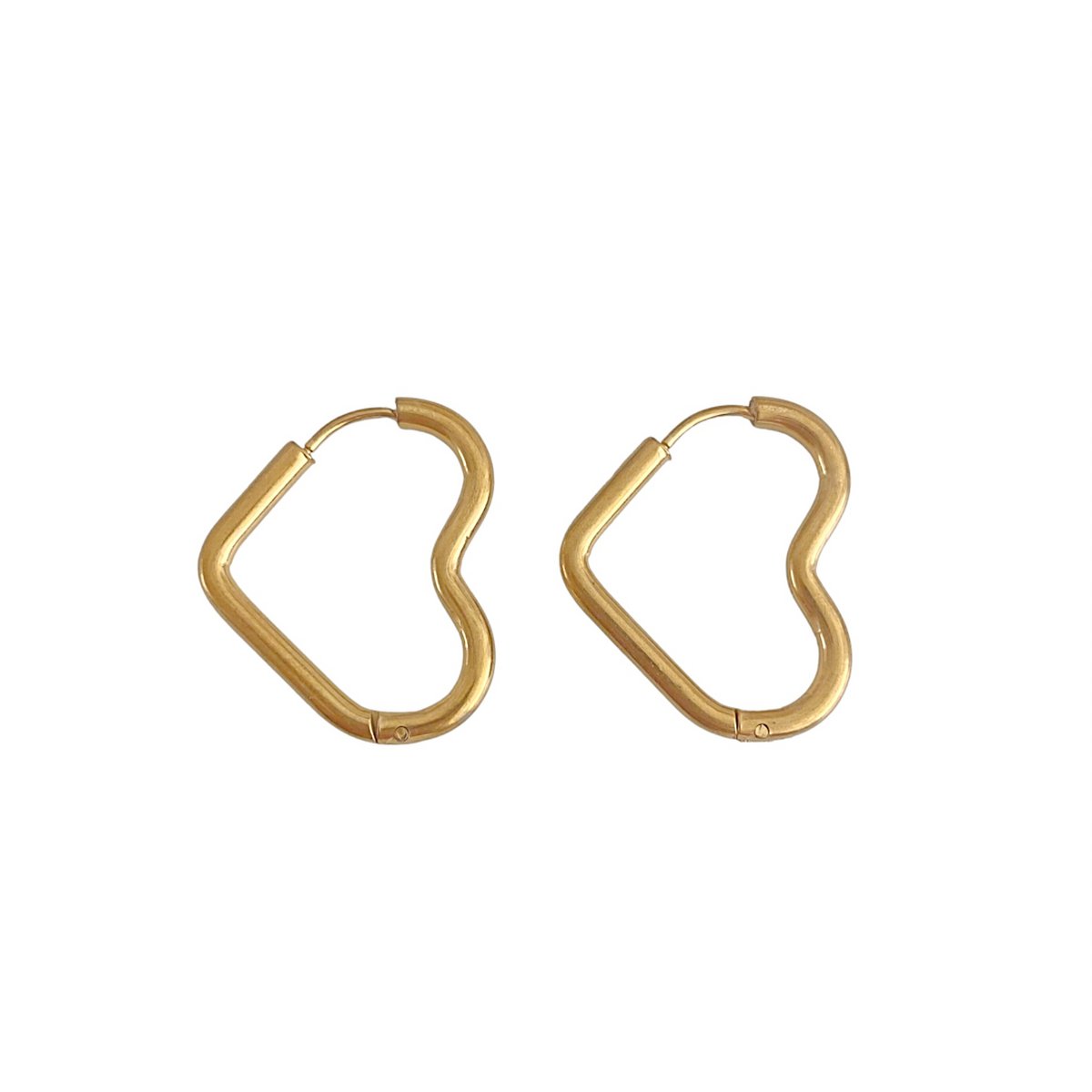 Stainless Steel Heart Earrings - Gold