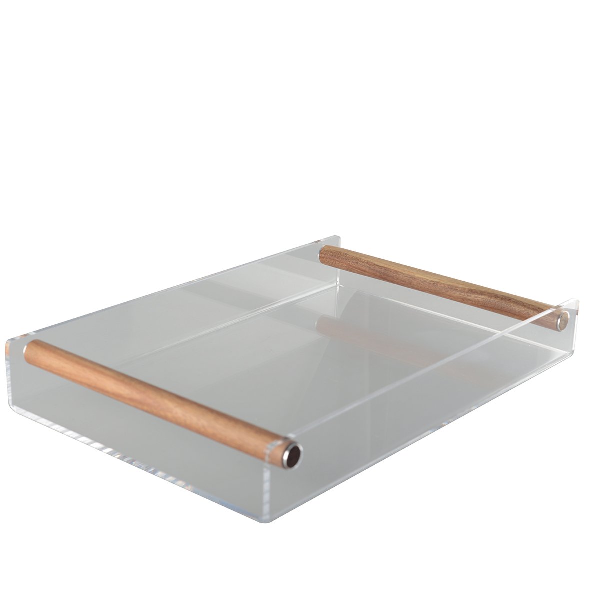 Acrylic tray with wooden grips