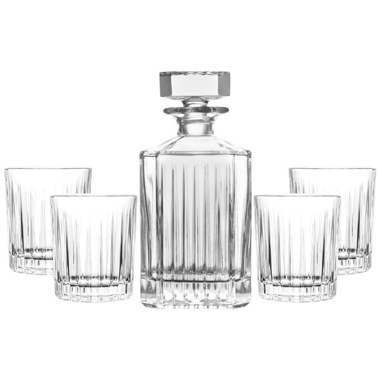 Glass whiskey set with carafe 850ml and 4 glasses 300ml