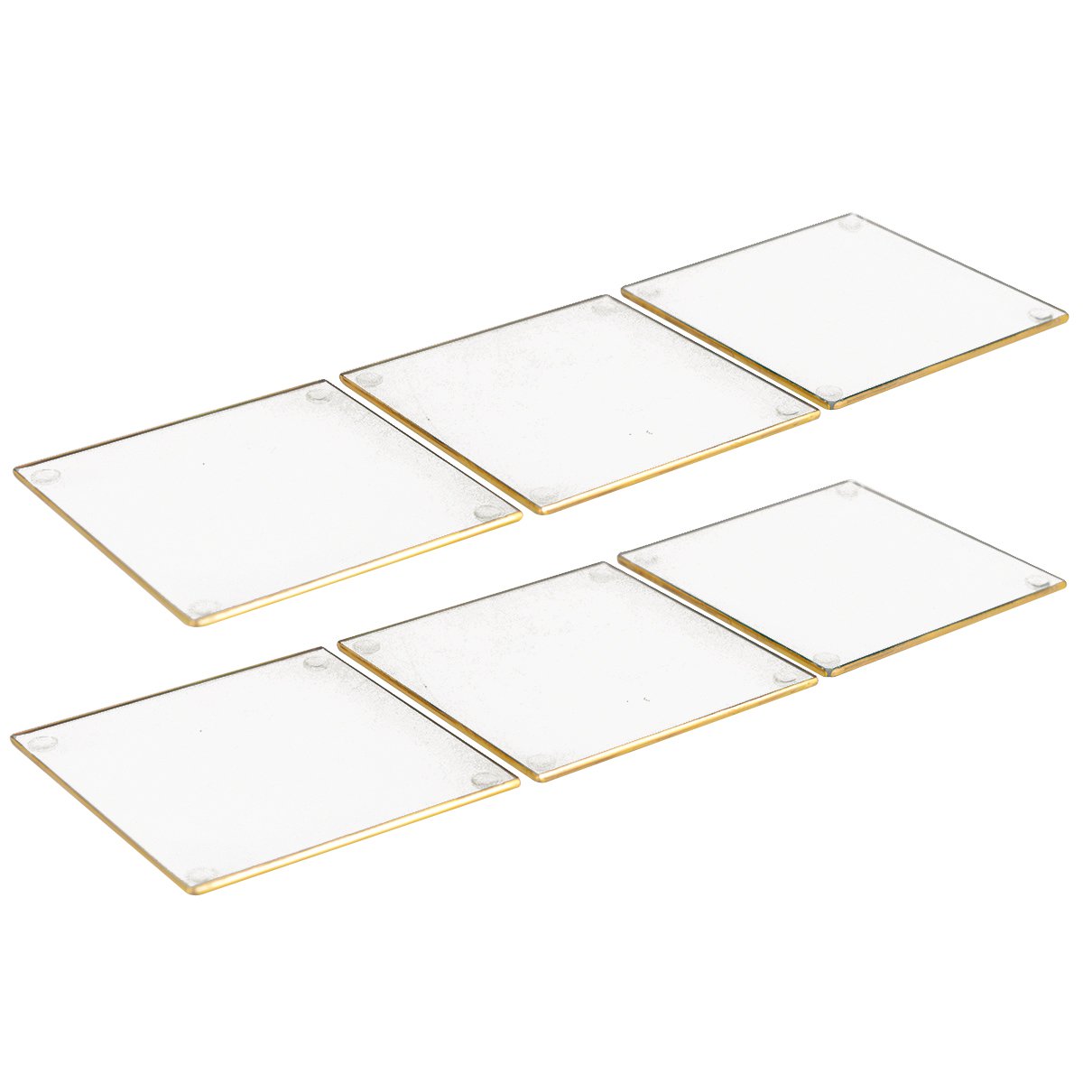 SET 6 SQUARE COASTERS WITH GOLD EDGE