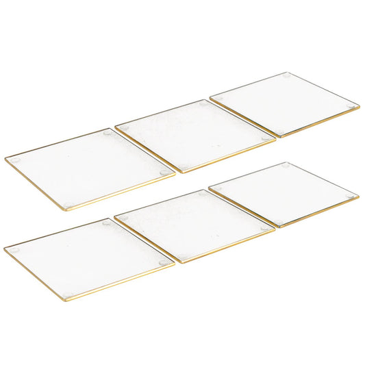 SET 6 SQUARE COASTERS WITH GOLD EDGE