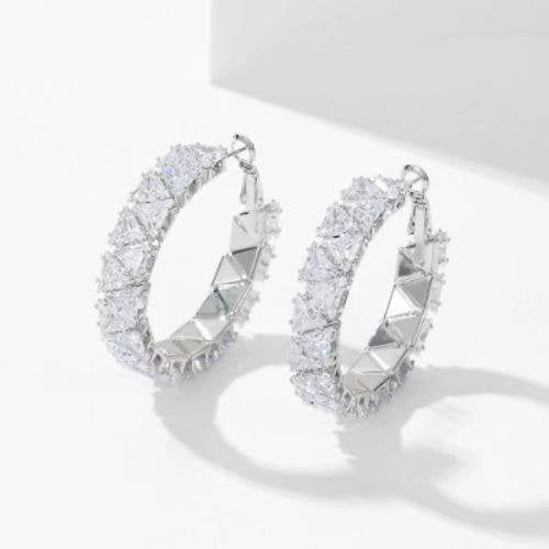 Luxurious Diamond-Look Hoop Earrings