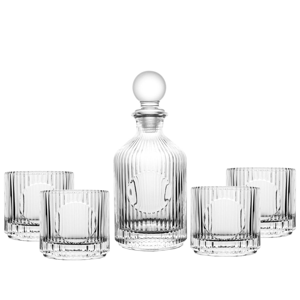 Brazed striped glass whiskey with carafe 500ml and 4 330ml glasses