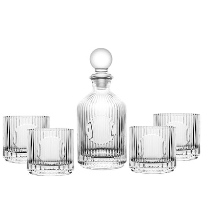 Brazed striped glass whiskey with carafe 500ml and 4 330ml glasses