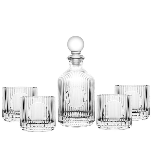 Brazed striped glass whiskey with carafe 500ml and 4 330ml glasses