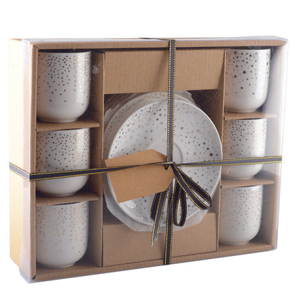 SET 6 COFFEE CUPS 90ML PLUMETIS DORE