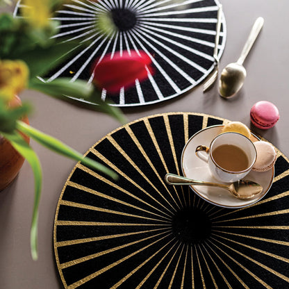 Felt placemat Raini Black/gold diameter 40 cm