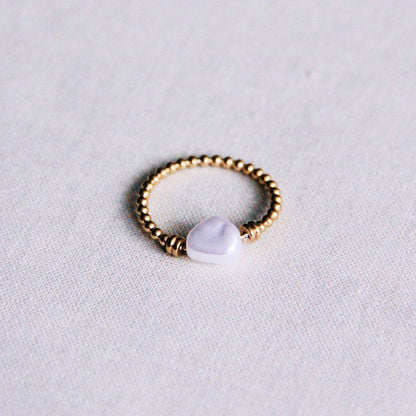 Steel ball ring with pearl - gold