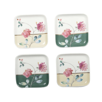 Set of 4 Carrees Floral cups