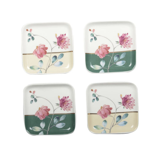 Set of 4 Carrees Floral cups