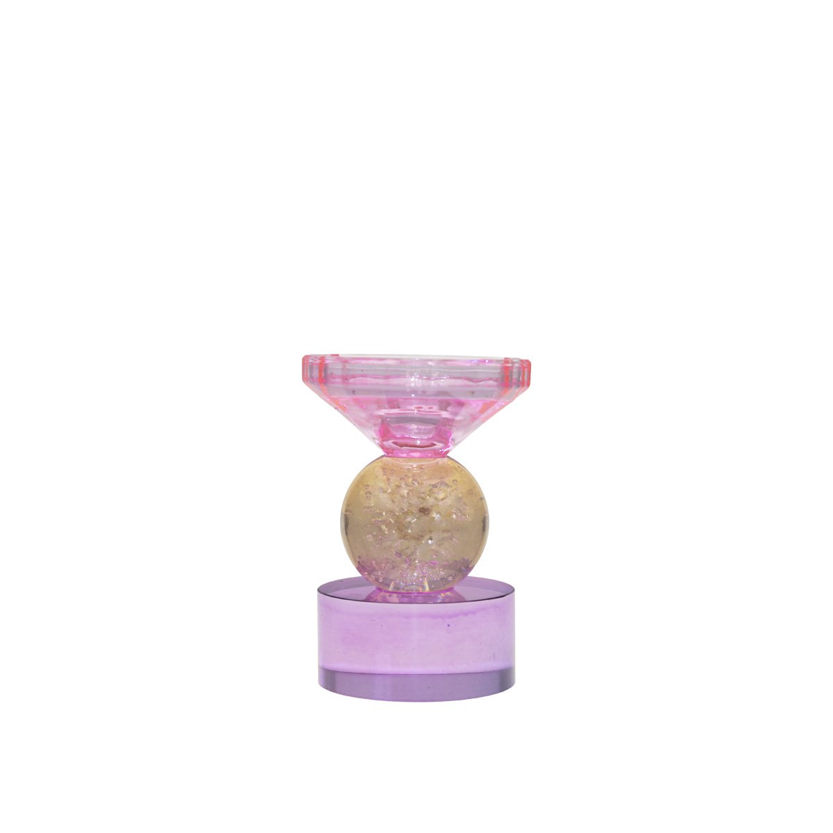 H14cm amber and purple candlestick