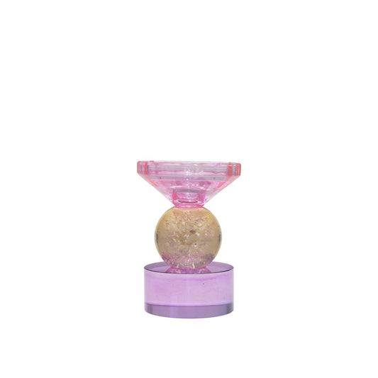 H14cm amber and purple candlestick