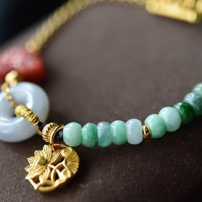 Jade Beads and Red Agate Goodluck Bracelet