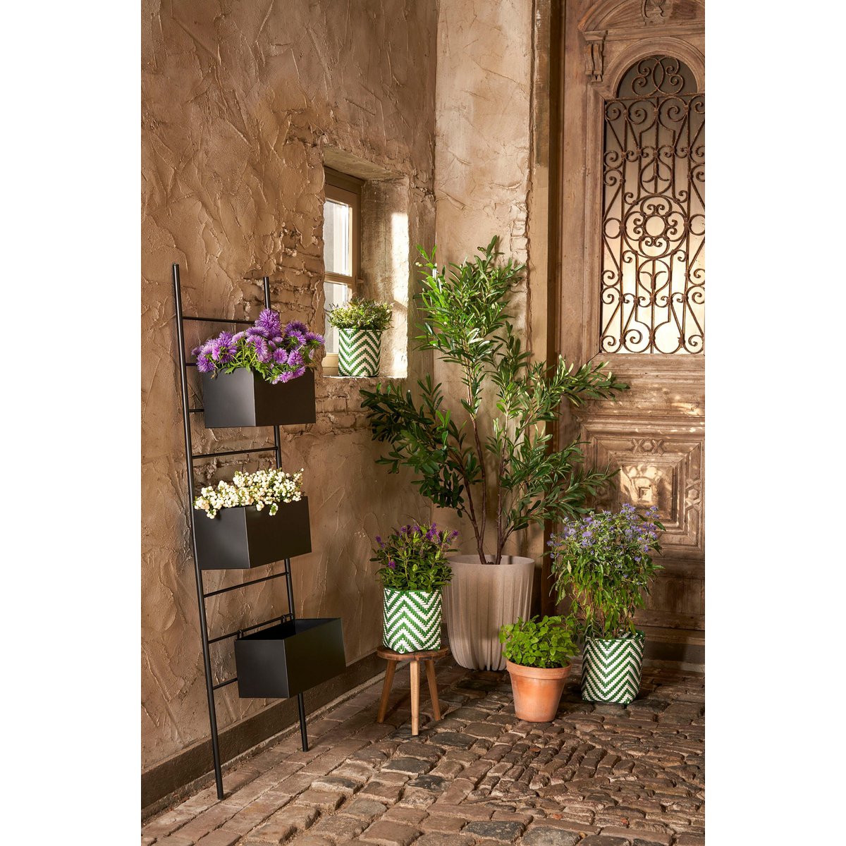 Plant basket set outside Merlijn Dark brown