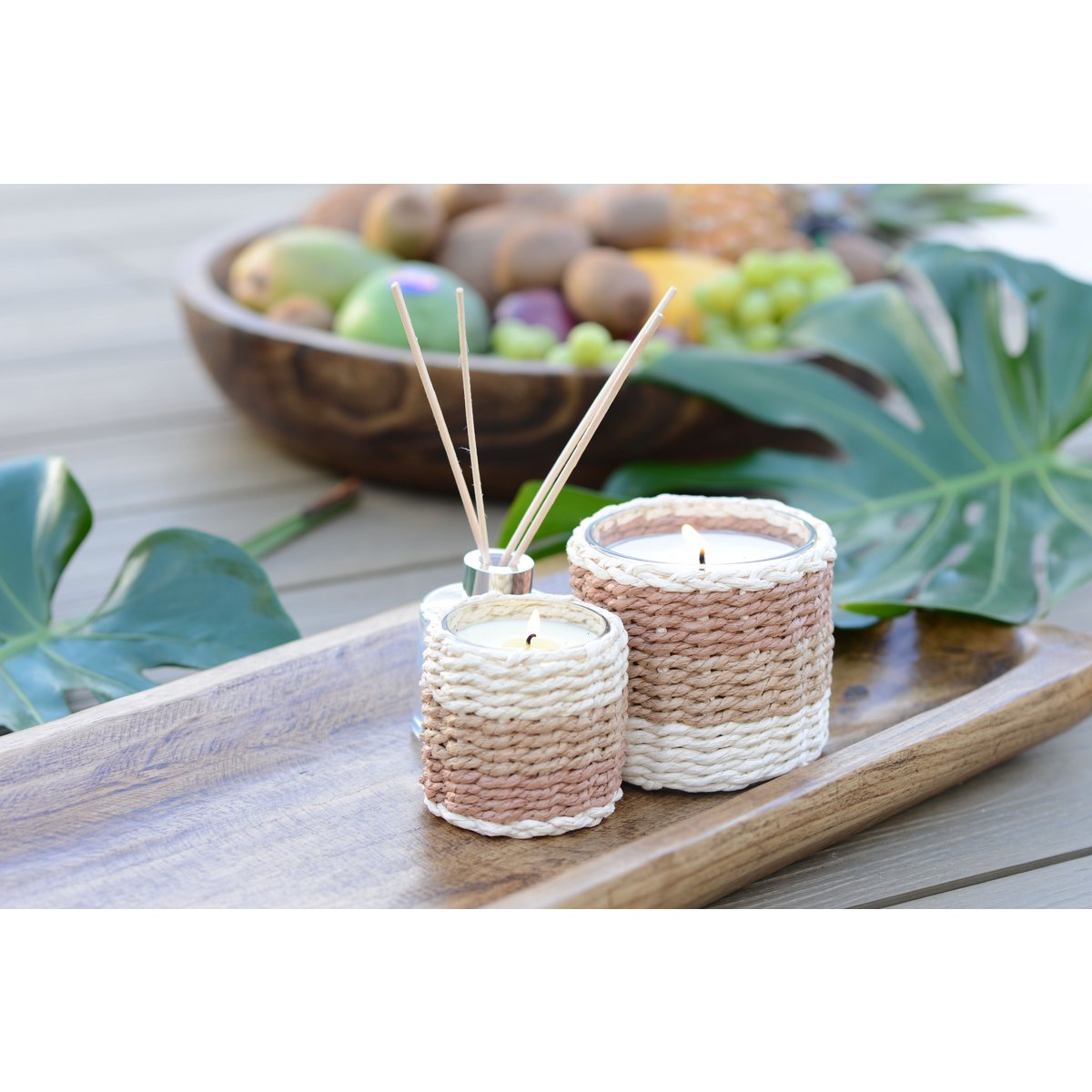 Glass candle brown braid and yellow musc perfume large model