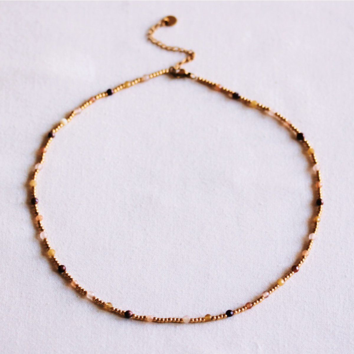 Faceted bead necklace – olive/lilac/burgundy