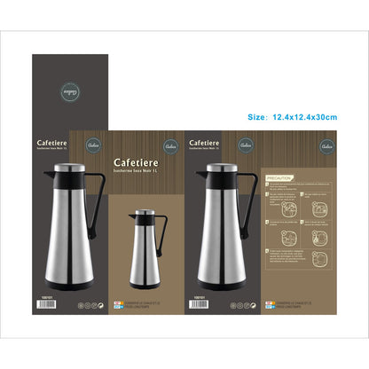 STAINLESS STEEL AND BLACK ISOTHERMAL COFFEE MAKER 1L