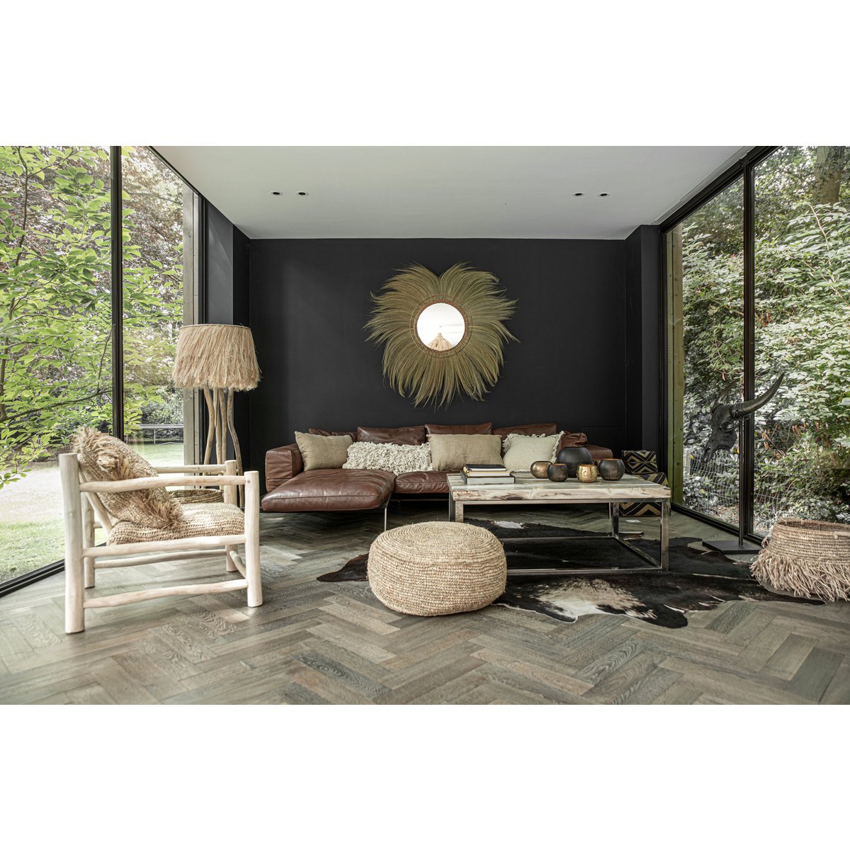 The Raffia Flores Pouffe - Natural