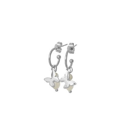 Earrings Butterfly, White Jade & Labradorite - Silver