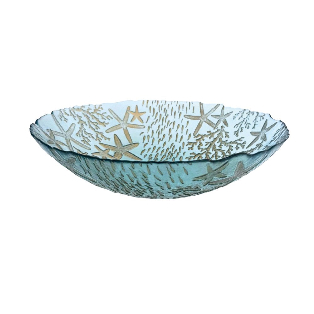 Sea blue glass bowl 33x33x9cm