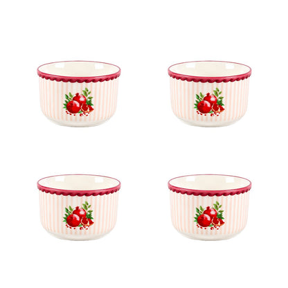 Pomegranate burgundy striped bowl 11.5x11.5x6.5cm - Set of 4
