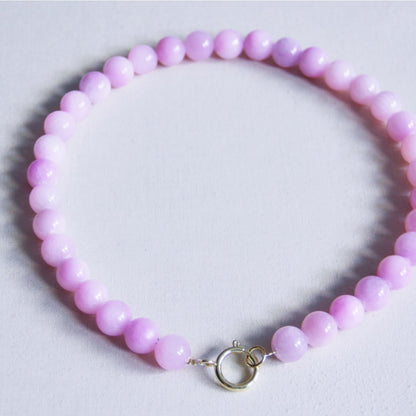 Natural stone bead necklace XL - lilac