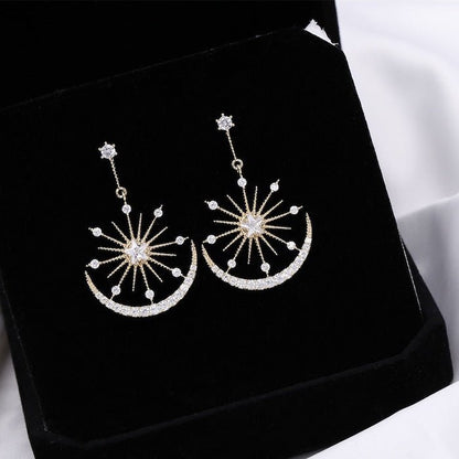 Luxury Star & Moon Statement Drop Earrings