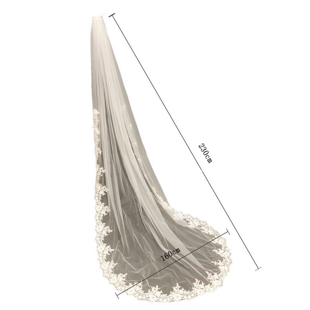 Cathedral Length Bridal Veil-Lace Edging-Iron it before use