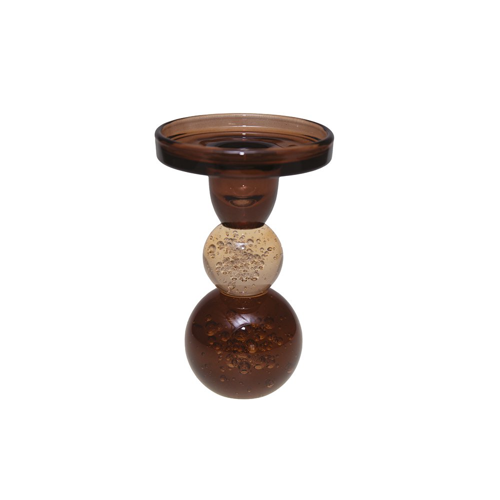 Moka and amber glass bubbles 8.5x8.5x13cm