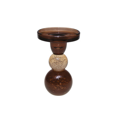 Moka and amber glass bubbles 8.5x8.5x13cm