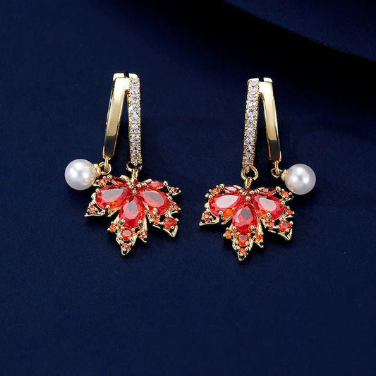 Autumn Maple Stone Drop Earrings