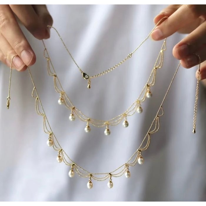 Lace Style Necklace with Genuine Freshwater Pearls