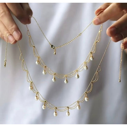Lace Style Necklace with Genuine Freshwater Pearls