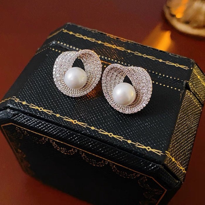 Luminous Pearl Embrace Stud Earrings