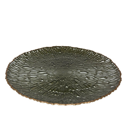 Green service plate with 33cm gilded edge