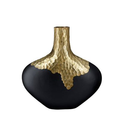 Favo flat vase, gold-colored; black H.36 cm