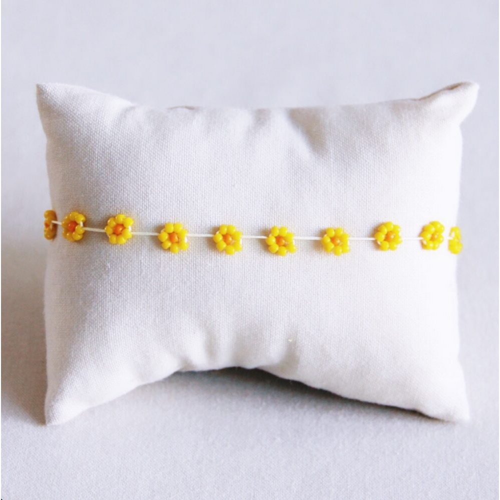Daisy flower anklet - yellow/orange